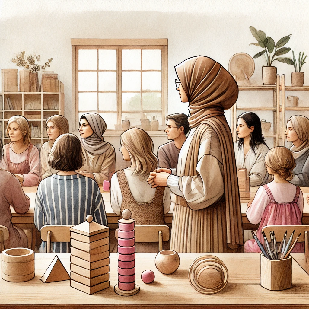 Educator mentorship session with Montessori materials
